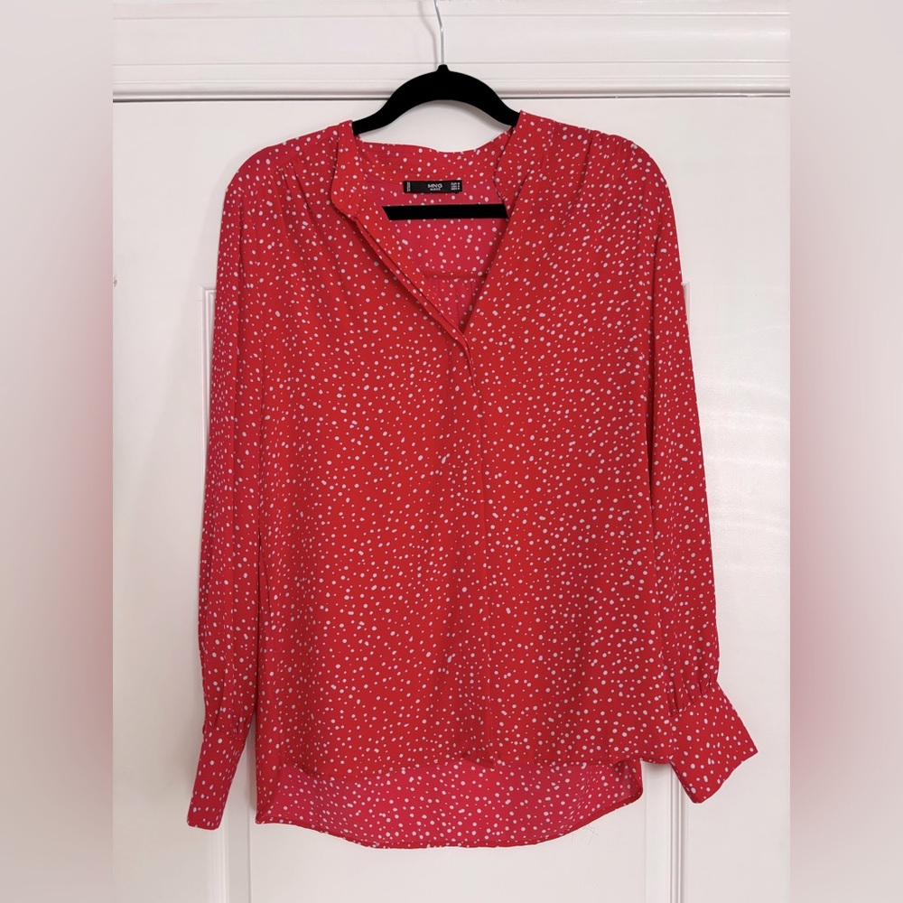 Mango Red Polka Dot Blouse